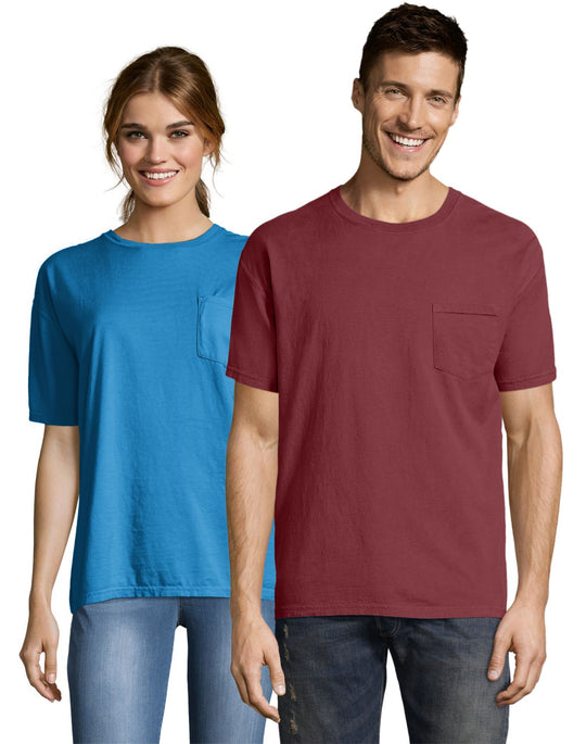 Hanes Mens ComfortWash Garment Dyed Short Sleeve Pocket Tee