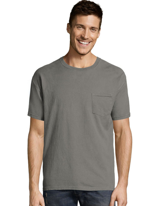 Hanes Mens ComfortWash Garment Dyed Short Sleeve Pocket Tee