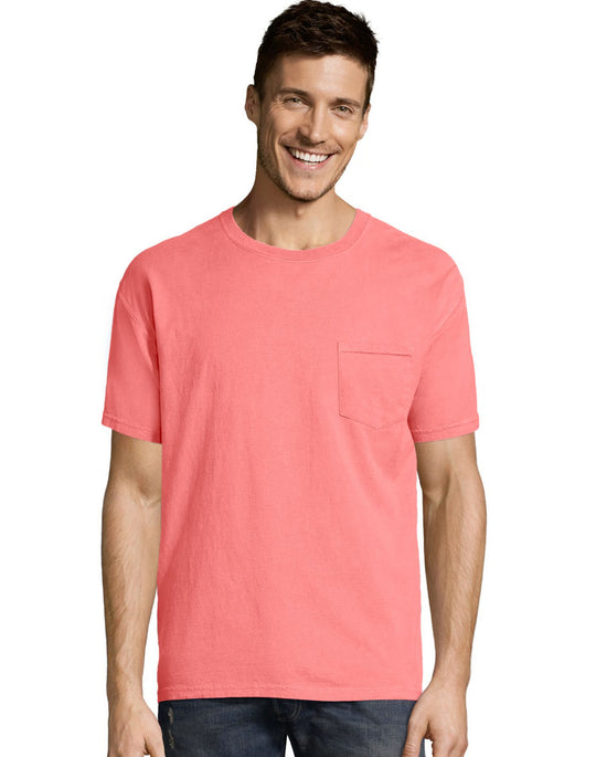 Hanes Mens ComfortWash Garment Dyed Short Sleeve Pocket Tee