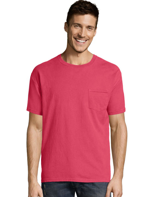 Hanes Mens ComfortWash Garment Dyed Short Sleeve Pocket Tee