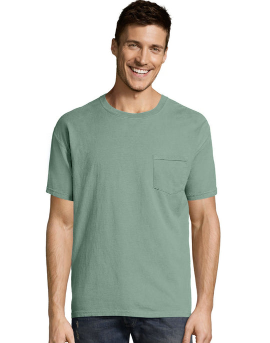 Hanes Mens ComfortWash Garment Dyed Short Sleeve Pocket Tee