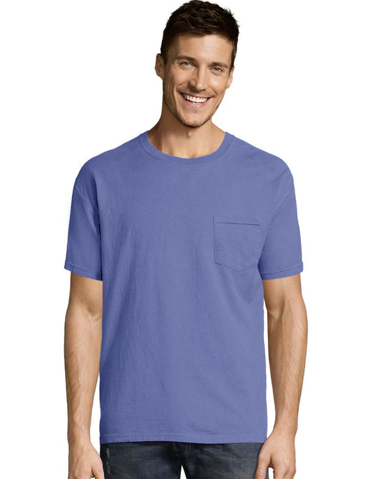 Hanes Mens ComfortWash Garment Dyed Short Sleeve Pocket Tee