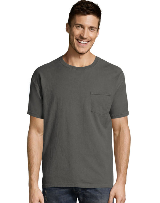 Hanes Mens ComfortWash Garment Dyed Short Sleeve Pocket Tee