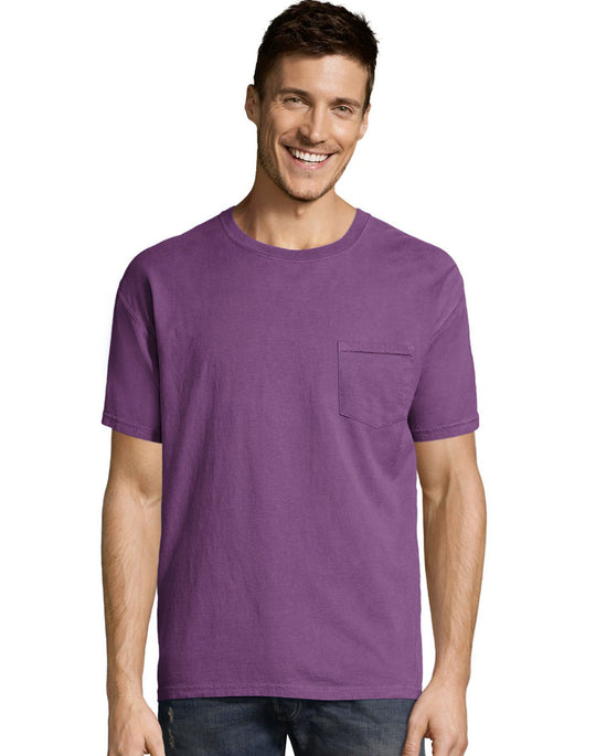 Hanes Mens ComfortWash Garment Dyed Short Sleeve Pocket Tee
