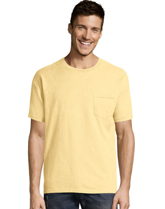 Hanes Mens ComfortWash Garment Dyed Short Sleeve Pocket Tee