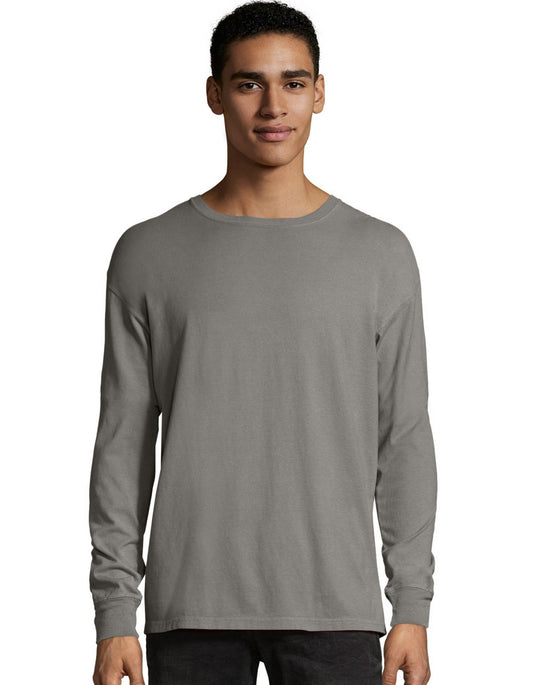 Hanes Mens ComfortWash Garment Dyed Long Sleeve Tee