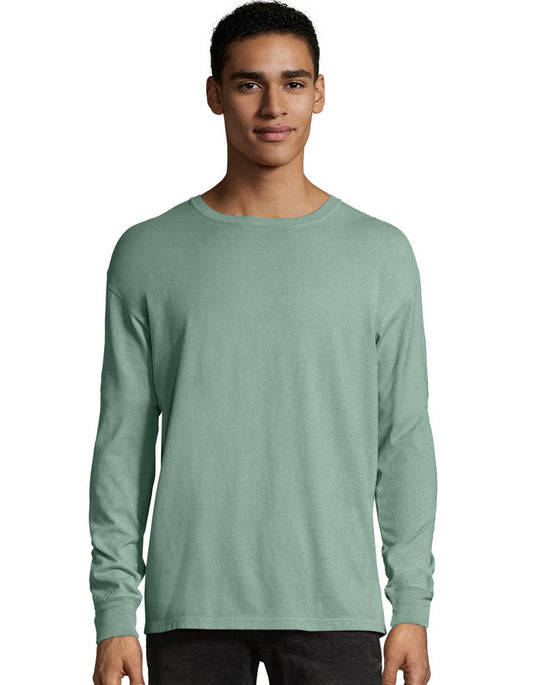 Hanes Mens ComfortWash Garment Dyed Long Sleeve Tee