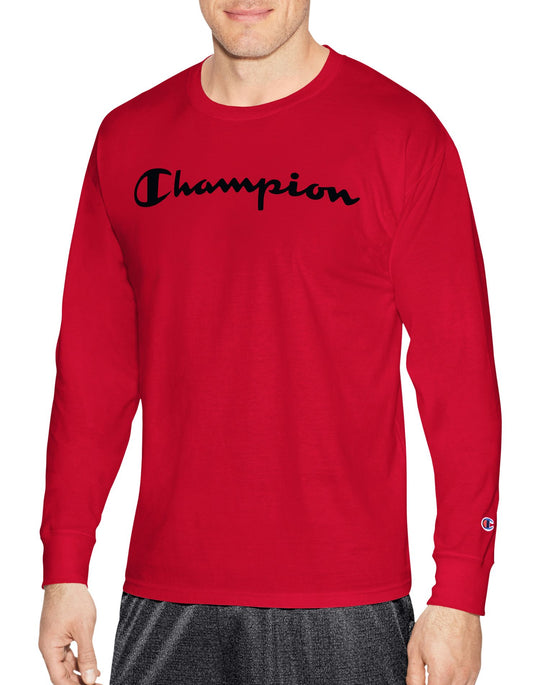 Champion Mens Classic Jersey Long Sleeve Graphic Tee