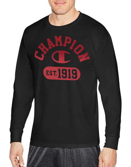 Champion Mens Classic Jersey Long Sleeve Graphic Tee