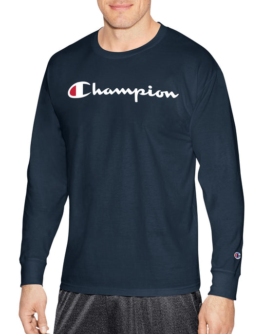 Champion Mens Classic Jersey Long Sleeve Graphic Tee