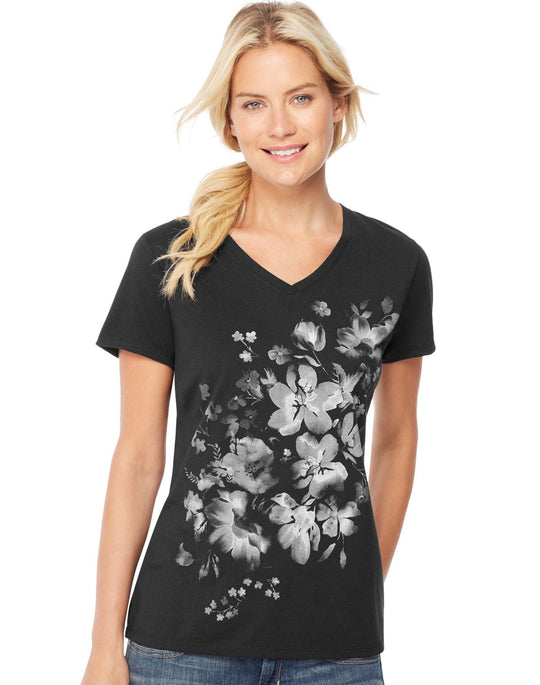 Hanes Womens Short Sleeve V-Neck Tee