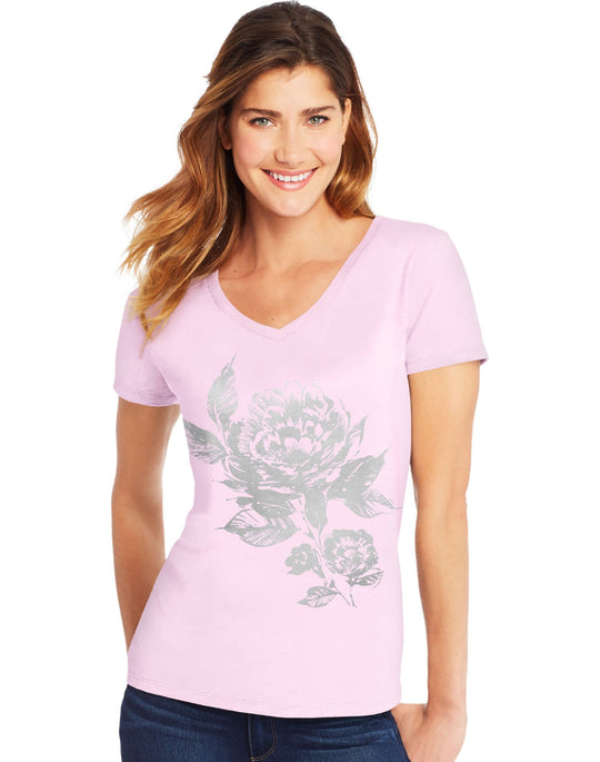Hanes Womens Short Sleeve V-Neck Tee