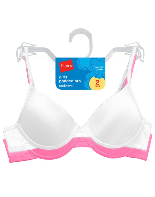 Hanes Girls' Padded Underwire Bra 2-Pack