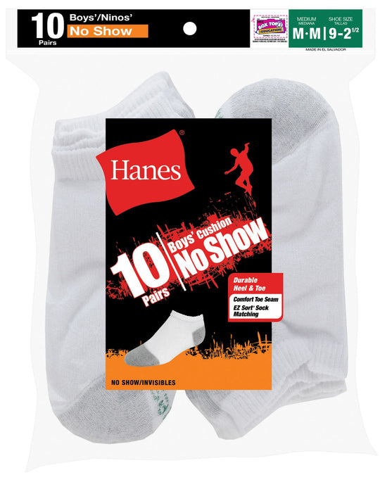 Hanes Boys Red Label Cushion No Show 10 pairs