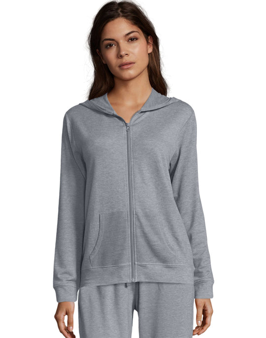 Hanes Womens Heathered French Terry Zip Hoodie