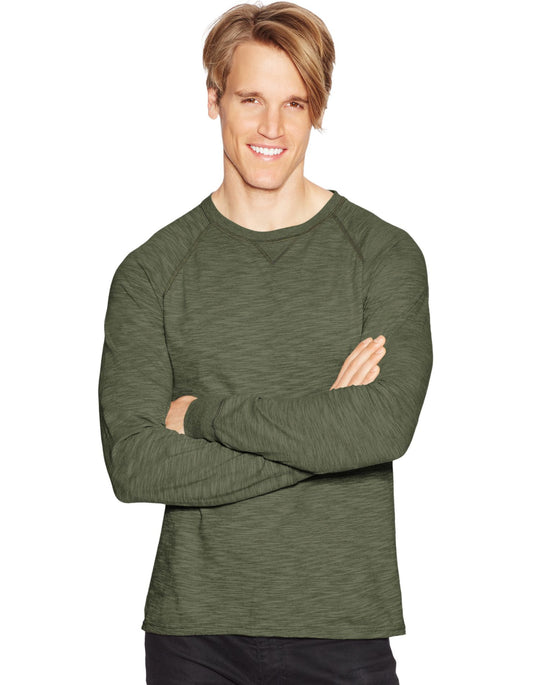 Hanes Men`s Relaxed V-Notch Long-Sleeve Tee