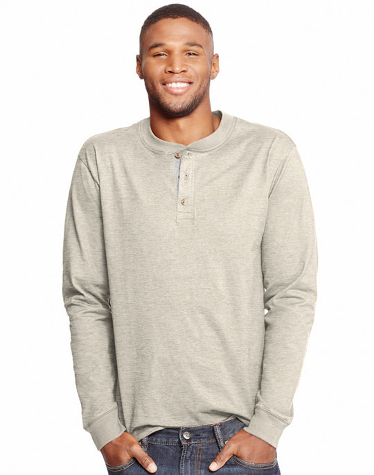 Hanes Men`s Beefy-T Long-Sleeve Henley