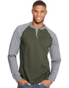 Hanes Men`s Beefy-T Long-Sleeve Colorblock Henley