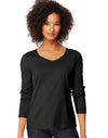 Hanes Women`s Long-Sleeve V-Neck T-Shirt