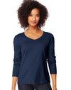 Hanes Women`s Long-Sleeve V-Neck T-Shirt