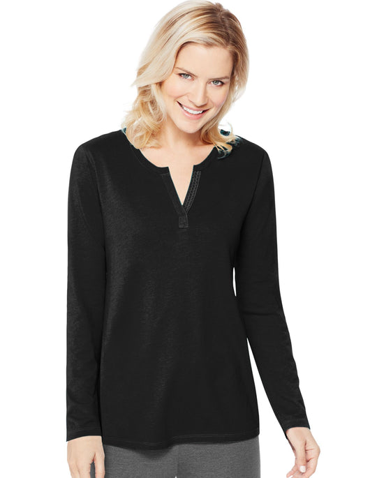 Hanes Women`s Essentials Lightweight Split Neck Tunic