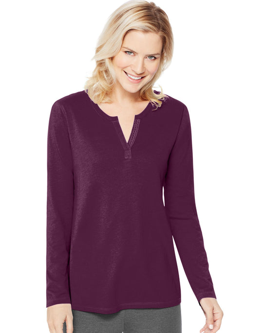 Hanes Women`s Essentials Lightweight Split Neck Tunic