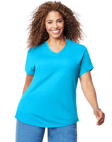 Just My Size Womens Cotton Jersey Short-Sleeve V-Neck Tee