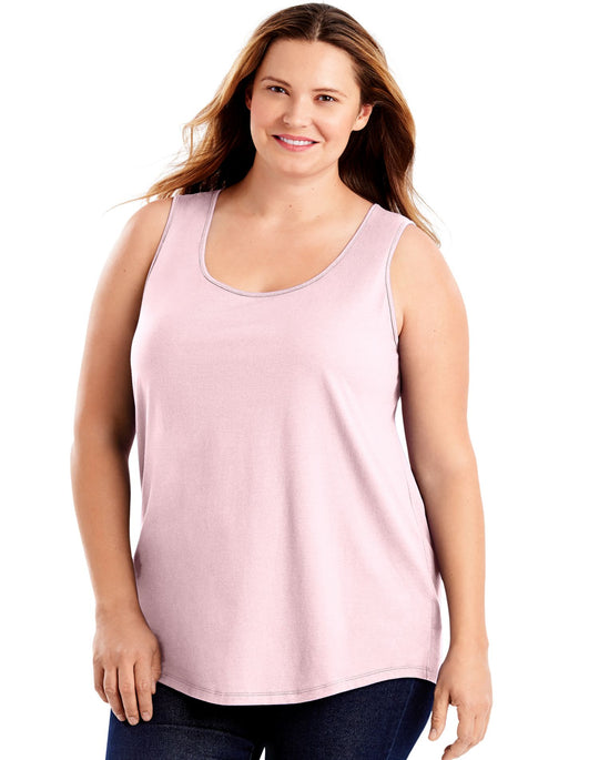 Just My Size Womens Cotton Jersey Shirttail Tank Top