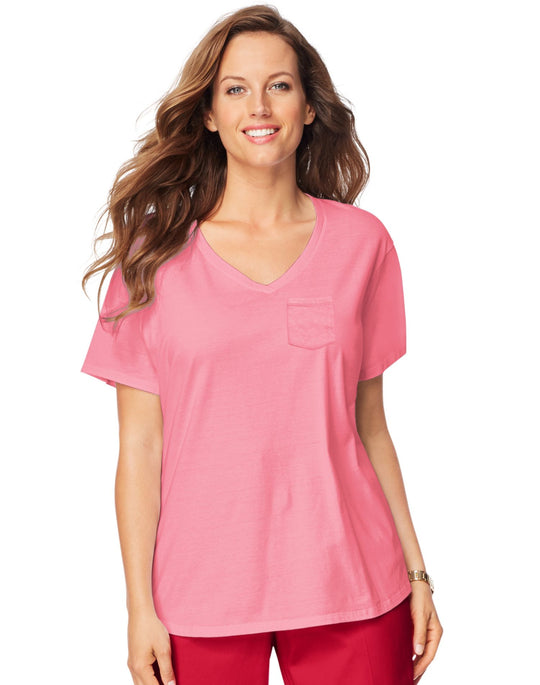 Just My Size Womens X-Temp Short-Sleeve V-Neck Pocket Tee