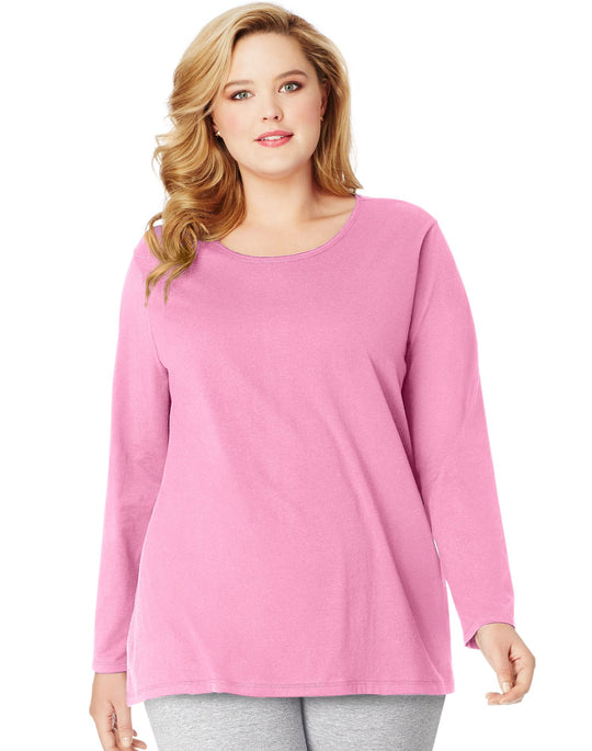 Just My Size Women`s Long-Sleeve Scoop-Neck Tee