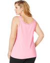 Just My Size Womens Essentials Stretch Jersey Lace Trim Tank