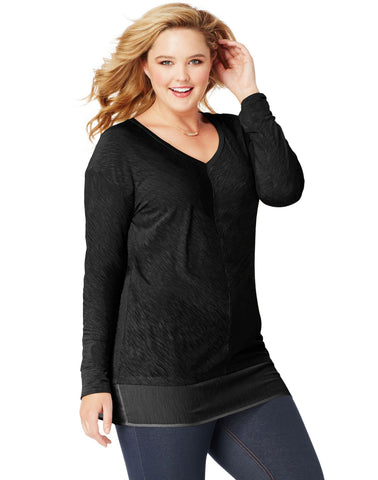 Just My Size Womens Essentials Lightweight Blocked Tunic