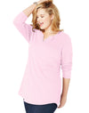 Just My Size Womens Essentials Lightweight Split Neck Tunic