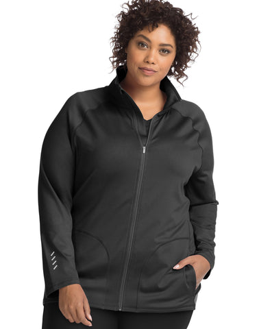 Just My Size Womens Active Full Zip Mock Neck Jacket