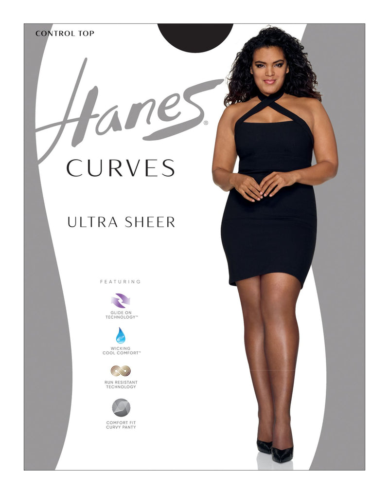 Hanes Womens Curves Ultra Sheer Control Top Legwear