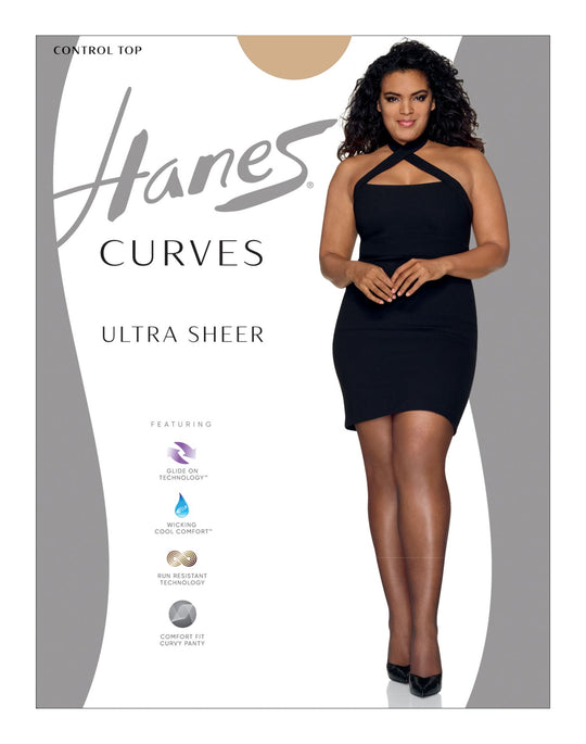 Hanes Womens Curves Ultra Sheer Control Top Legwear