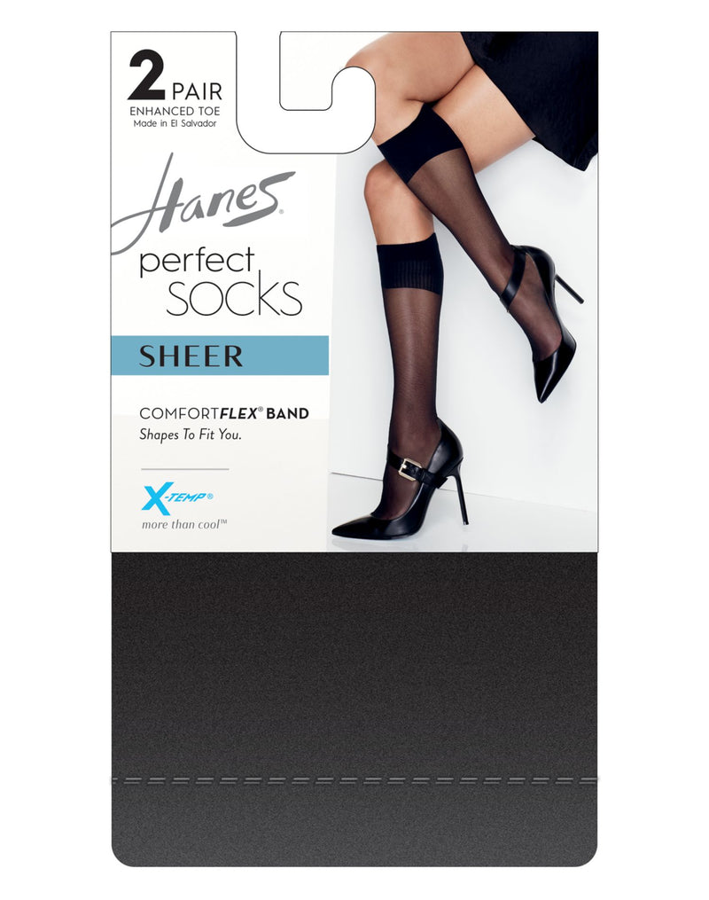Hanes Womens Perfect X-Temp Sheer Knee Socks 2-Pack