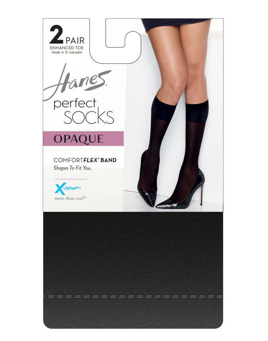 Hanes Womens Perfect X-Temp Opaque Trouser Socks 2-Pack