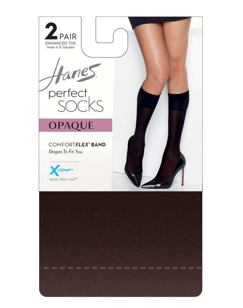 Hanes Womens Perfect X-Temp Opaque Trouser Socks 2-Pack