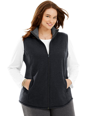 Just My Size Womens Mock-Neck Fleece Vest