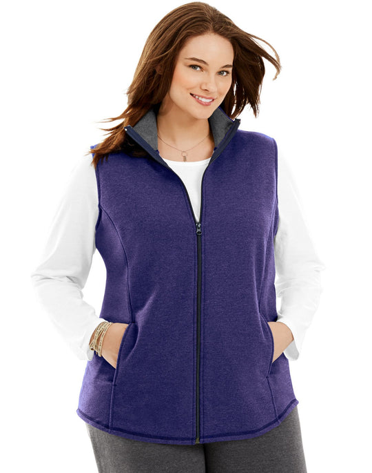 Just My Size Womens Mock-Neck Fleece Vest
