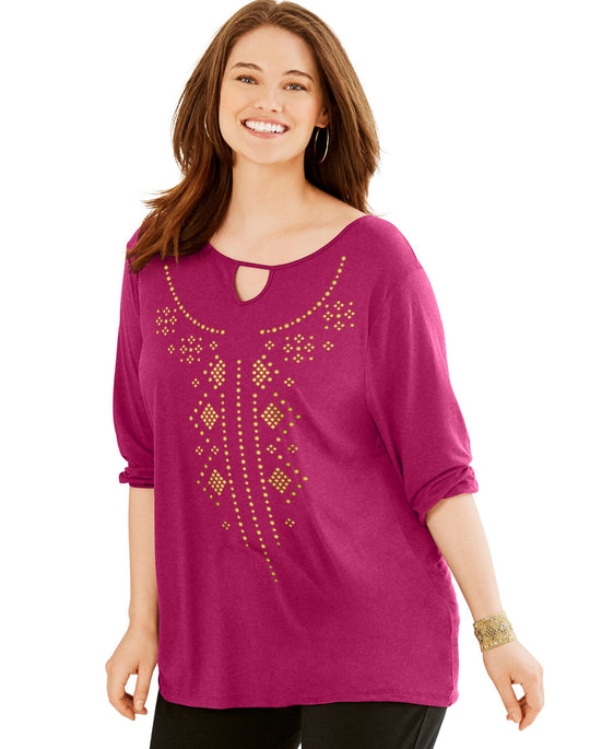 Just My Size Womens Keyhole Graphic Tee