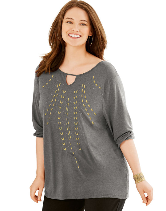 Just My Size Womens Keyhole Graphic Tee