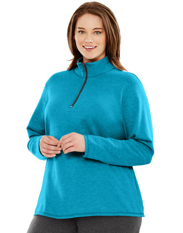 Just My Size Womens Mock-Neck Quarter-Zip Lightweight Fleece Pullover