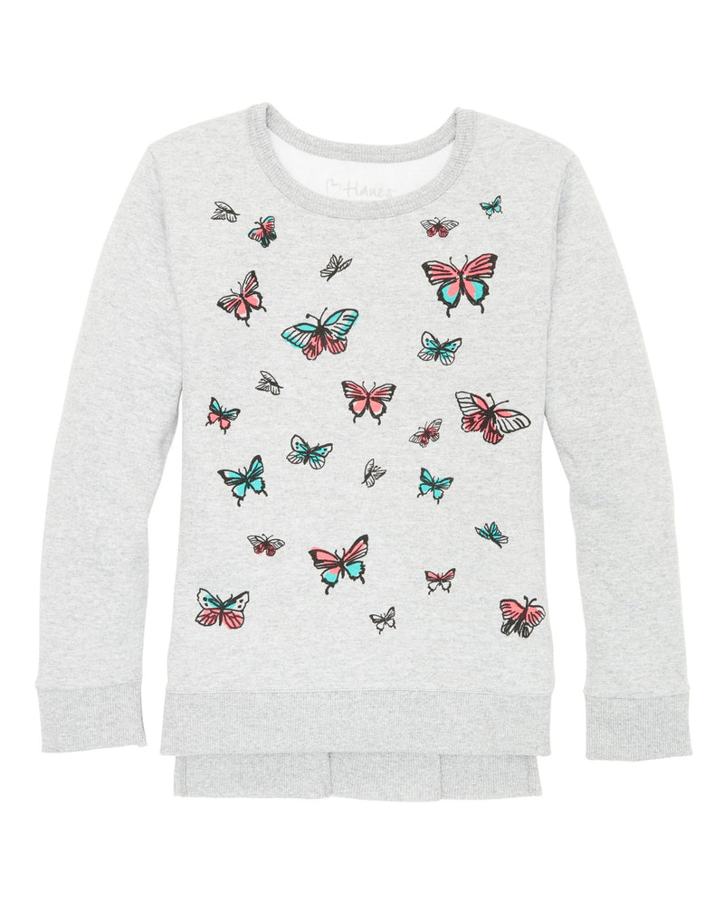Hanes Girls High-Low Graphic Sweatshirt