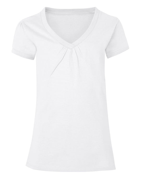 Hanes Girls` Shirred V-Neck Tee
