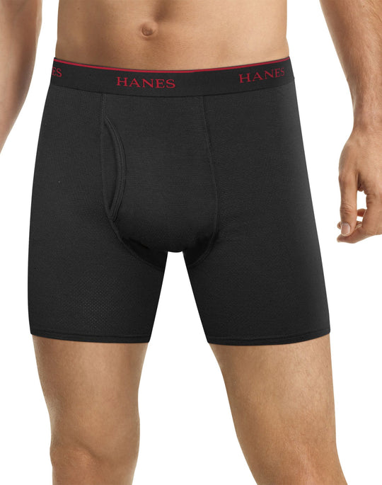 Hanes Mens FreshIQ Cool Comfort Breathable Mesh Boxer Brief 4-Pack