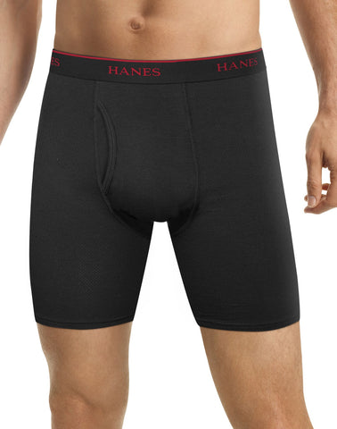 Hanes Mens FreshIQ Cool Comfort Breathable Mesh Long Leg Boxer Brief 4-Pack