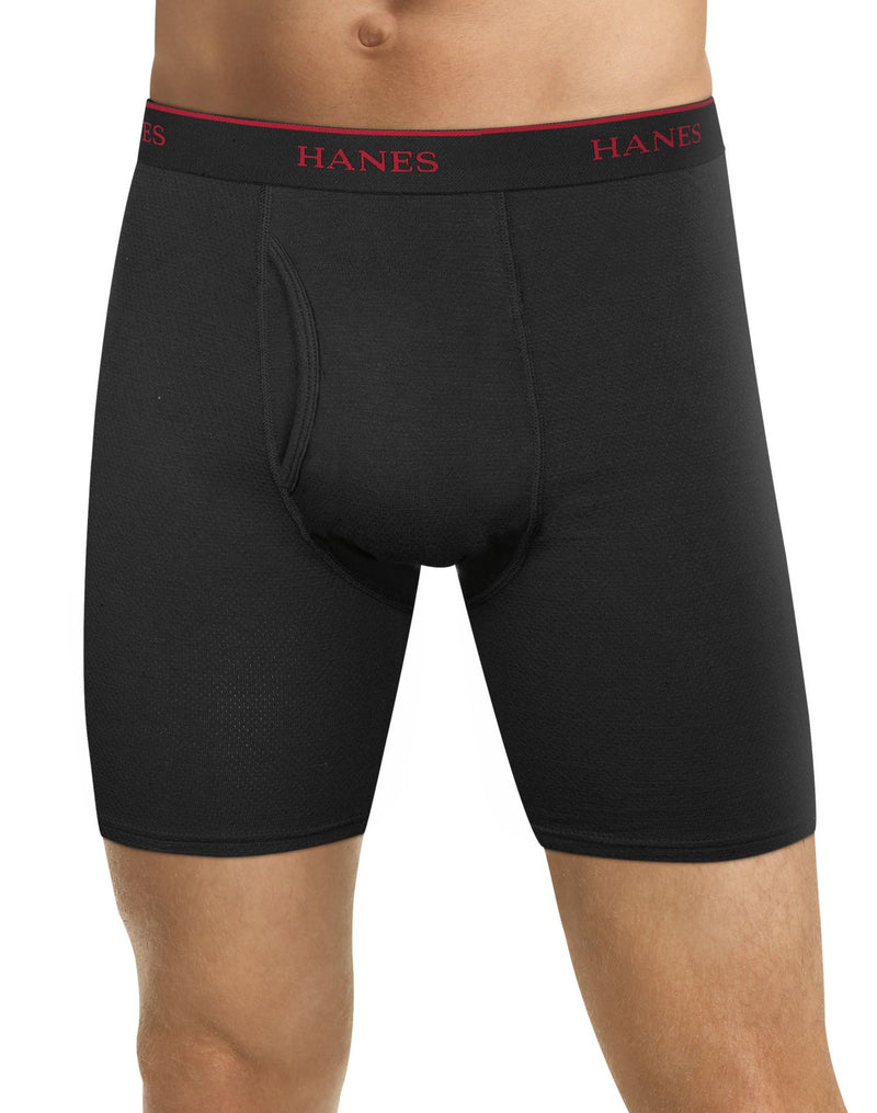 Hanes Mens FreshIQ Cool Comfort Breathable Mesh 5-Pack Long Leg Boxer Brief