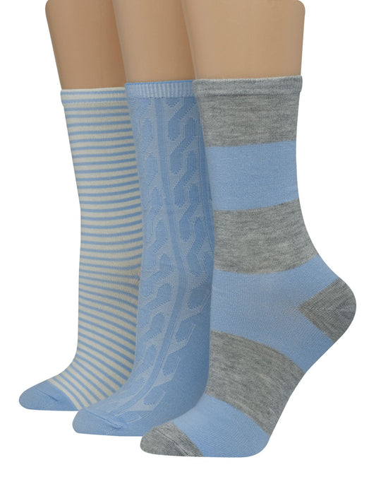 Hanes Womens Giftable 3-Pack Assorted Crew Socks